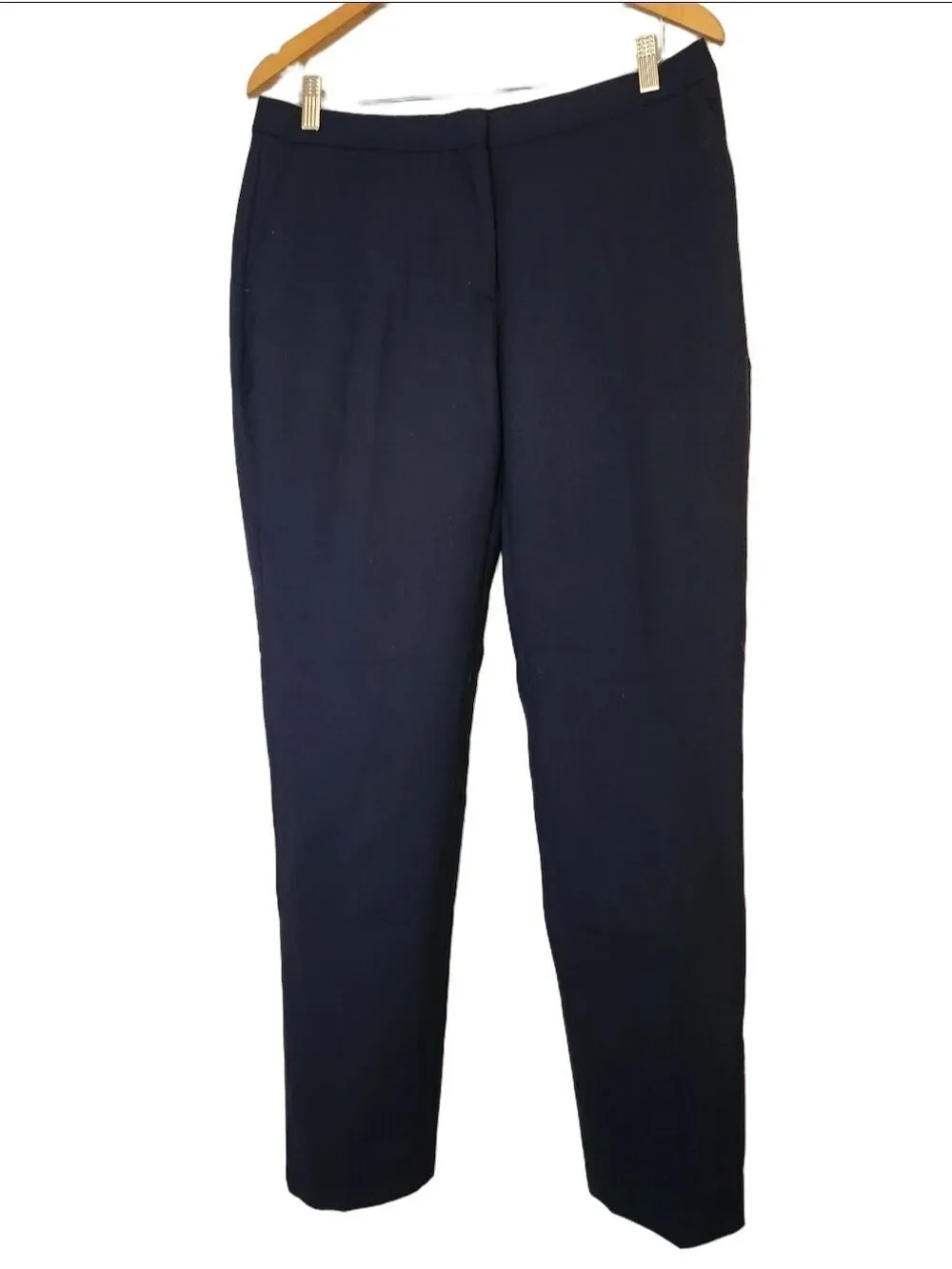 REISS Faulkner Navy Blue Slim Leg Wool Blend Trousers - US 10 / UK 14 - Picture 1 of 10